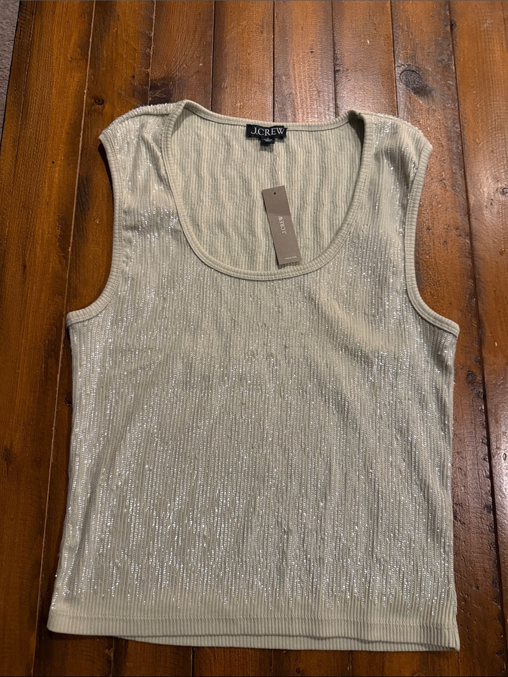 J. Crew Shimmer Ribbed Tank Top in Cream